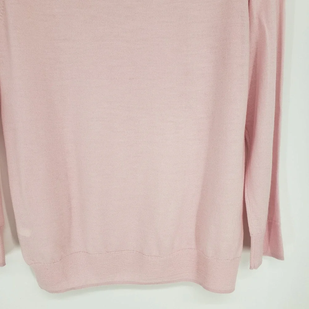 J Crew Tippi Liberty Floral Collar Merino Wool Sweater Women M Pink Long Sleeve